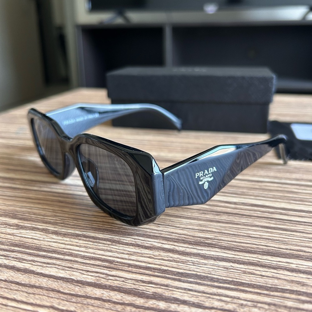 Prada Eyewear Black Rectangular Sunglasses